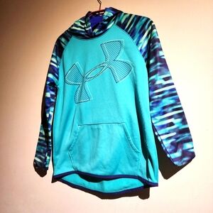 NWOT Under Armer Youth Girls Green & Blue Hoodie Sweatshirt Pullover YXLG